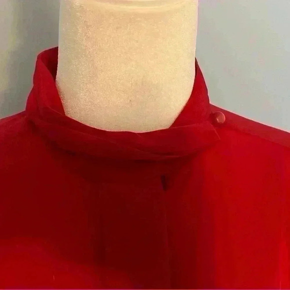 Vintage Pendleton Sophisticates Red Polyester Top Ruched Button Neck Blouse 10 - Picture 3 of 11
